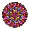 Vector hand drawn colorful mandala art with abstract floral ethnic ornament. Tribal ornament. Mandala doodle illustration Royalty Free Stock Photo