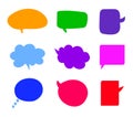 Vector Hand Drawn Colorful Talk Bubbles Set, Isolated, Blank Clouds.