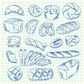Vector hand drawn contoured bakery elements