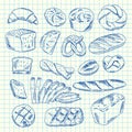 Vector hand drawn contoured bakery elements Royalty Free Stock Photo