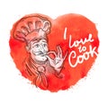 Vector hand drawn cook, chef sketch and cooking, cuisine doodle