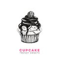 Vector hand drawn cupcake Illustration.