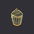 Vector hand drawn cupcake Illustration. Sketch vintage style. Design template. Retro. Royalty Free Stock Photo