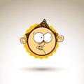 Vector hand drawn curious cartoon boy. Web avatar theme graphic