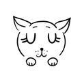 Vector hand-drawn cute cartoon doodle fox. Royalty Free Stock Photo