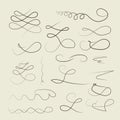 Vector Hand drawn decorative curls, swirls, dividers collection Royalty Free Stock Photo