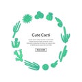 Vector hand drawn desert cacti plants with place for text illustration