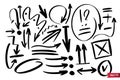 Vector hand drawn design elements. Ink brush drawn notes and marks. Set of artistic elements such as arrows, check box Royalty Free Stock Photo