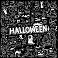 Vector of hand drawn doodle cartoon set of objects and symbols on the Halloween theme Royalty Free Stock Photo