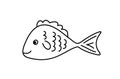 Vector hand drawn doodle clown fish in monoline scandinavian style. Image for label, web icon, postcard decoration Royalty Free Stock Photo