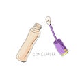 Vector hand drawn doodle concealer makeup