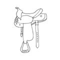 Vector hand drawn doodle cowboy horse saddle Royalty Free Stock Photo