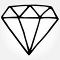 Vector hand drawn doodle diamond. Isolated illustration Royalty Free Stock Photo