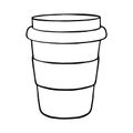 Vector Hand drawn doodle of disposable paper cup with coffee or tea. Cartoon sketch