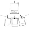 Vector hand drawn doodle illustration of retro photo frame. Royalty Free Stock Photo