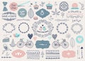 Vector Hand drawn doodle Love collection, illustration Sketchy icons. Big set for Valentine s day, Mothers day, wedding