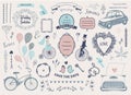 Vector Hand drawn doodle Love collection, illustration Sketchy icons. Big set for Valentine s day, Mothers day, wedding