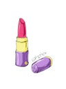 Vector hand drawn doodle makeup lipstick product.