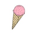 Vector hand drawn doodle pink colored ice cream Royalty Free Stock Photo