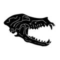 Vector hand drawn sketch black dog wolf skull Royalty Free Stock Photo
