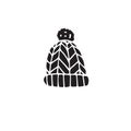 Vector hand drawn doodle sketch black winter hat Royalty Free Stock Photo