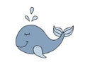 Vector hand drawn doodle sketch colored whale