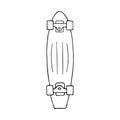 Vector hand drawn doodle sketch cruiser skateboard Royalty Free Stock Photo