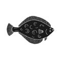 Vector hand drawn doodle sketch flounder fish Royalty Free Stock Photo