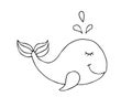 Vector hand drawn doodle sketch outline whale Royalty Free Stock Photo