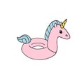 Vector hand drawn doodle sketch pink unicorn float