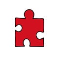 Vector hand drawn red colored puzzle piece Royalty Free Stock Photo