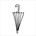 Vector hand drawn doodle umbrella walking stick.