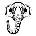 Vector hand drawn elephant mammoth on a white background.