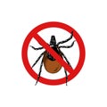 Vector hand drawn engraved isolated illustration of mite allergy, parasite, spider. Prohibited insect, stop, warning, forbidden,