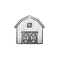 Farm barn hand drawn sketch icon.