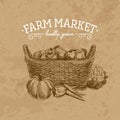 Vector hand drawn farm market Illustration.