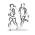 Vector hand drawn fitness people sketch. Royalty Free Stock Photo