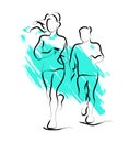 Vector hand drawn fitness people sketch. Royalty Free Stock Photo