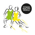 Vector hand drawn fitness people sketch.