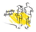 Vector hand drawn fitness people sketch. Royalty Free Stock Photo