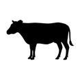 Vector hand drawn flat cow silhouette Royalty Free Stock Photo