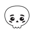 Vector hand drawn flat kawaii skull