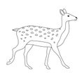 Vector hand drawn flat outline deer