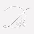 Vector Hand Drawn floral D monogram and logo