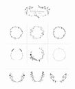 Vector Hand Drawn Floral Frames Wreaths Branches Royalty Free Stock Photo