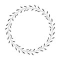 Vector hand drawn floral wreath, round frame with leaves