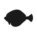Vector hand drawn flounder fish silhouette Royalty Free Stock Photo