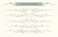 Vector hand drawn flourishes, text divider, graphic design element set. Designer art vintage border Wedding invitation card page Royalty Free Stock Photo