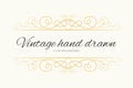 Vector hand drawn flourishes, text divider, graphic design element. Designer vintage golden line border frame. Wedding invitation Royalty Free Stock Photo