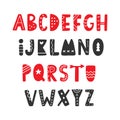 Vector Hand drawn Folk Scandinavian Font. English Alphabet